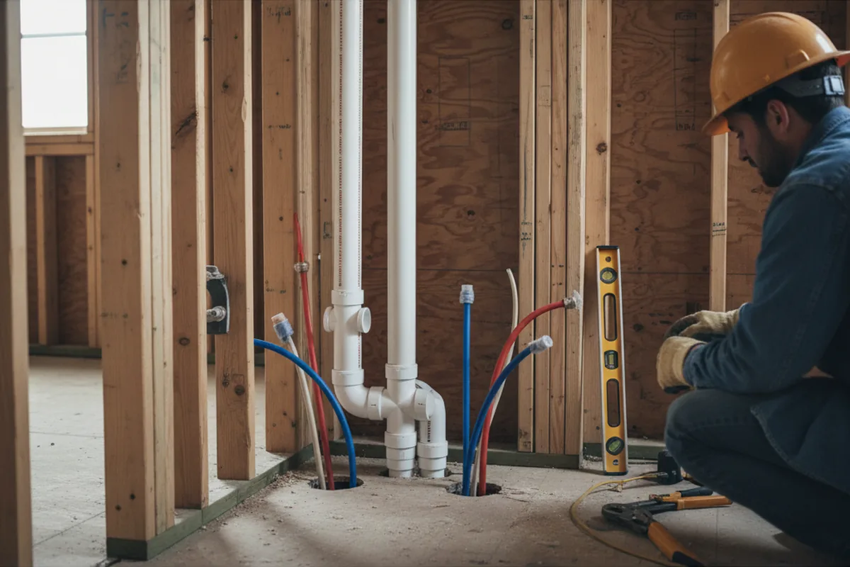 Drain and supply rough-in during Leak Detection in Calmar