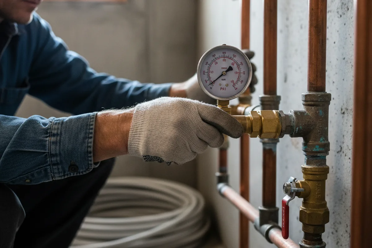 Pressure testing a repaired line during Water Line Repair in Calmar